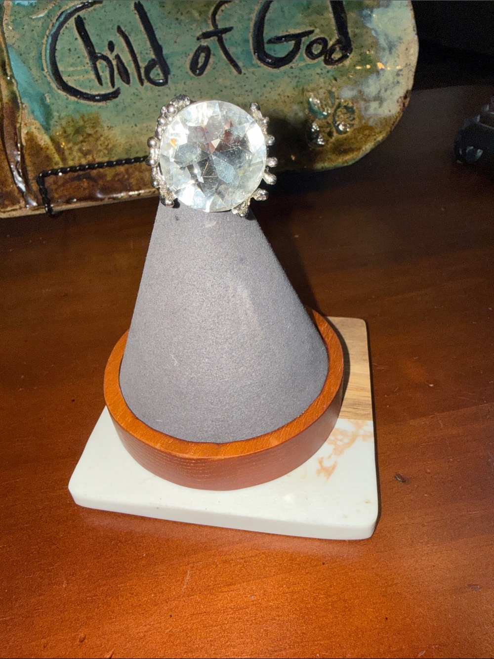 Silver and Clear Crystal Stretch Ring